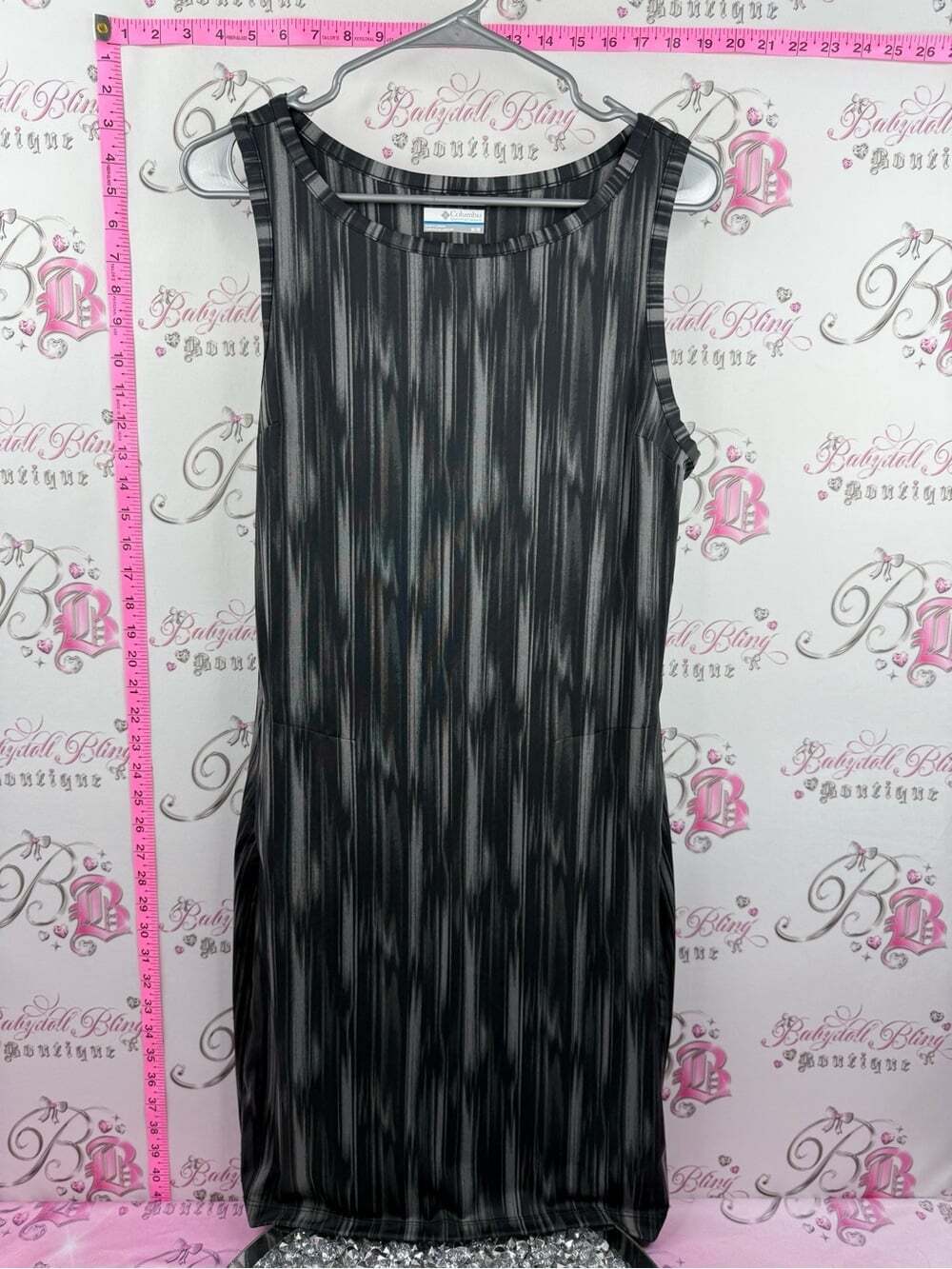 Columbia dress abstract Sleeveless Midi Dress in Black and Gray